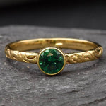 Beautifully crafted 18k Gold Vermeil Emerald Ring with a Round Created Green Emerald, perfect for everyday elegance and gifting.