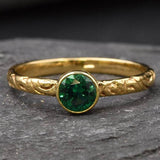 Beautifully crafted 18k Gold Vermeil Emerald Ring with a Round Created Green Emerald, perfect for everyday elegance and gifting.