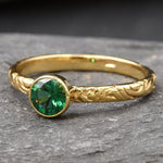 Lovely 18k Gold Vermeil Ring featuring a Round Created Green Emerald, a timeless May birthstone piece for any occasion.