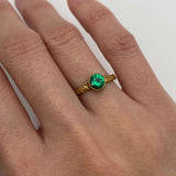 Elegant 18k Gold Vermeil Emerald Ring with Round Created Green Emerald, perfect for May birthdays and special occasions.