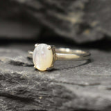 Gold Pearl Ring - Mother of Pearl Ring - White Promise Ring
