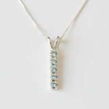 Vertical Topaz Pendant - Natural Blue Topaz Necklace, Gold Blue Topaz Pendant