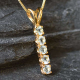 Vertical Topaz Pendant - Natural Blue Topaz Necklace, Gold Blue Topaz Pendant