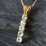 Vertical Topaz Pendant - Natural Blue Topaz Necklace, Gold Blue Topaz Pendant