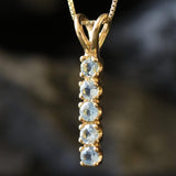 Vertical Topaz Pendant - Natural Blue Topaz Necklace, Gold Blue Topaz Pendant