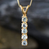 Vertical Topaz Pendant - Natural Blue Topaz Necklace, Gold Blue Topaz Pendant