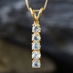 Blue Topaz Pendant, Minimalistic Pendant, Natural Topaz, December Birthstone, Blue Line Pendant, Simple Bar Necklace, Solid Silver Pendant(1)