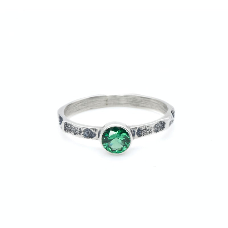 Created Emerald Ring made in 925 Sterling Silver with Round Created Green Emerald in Bezel setting, May Birthstone gift idea, symbolizes, ideal for everyday wear and perfect for birthday gifting and special occasions.