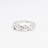 Gold Moonstone Ring - Half Eternity Gold Band - Zigzag Band
