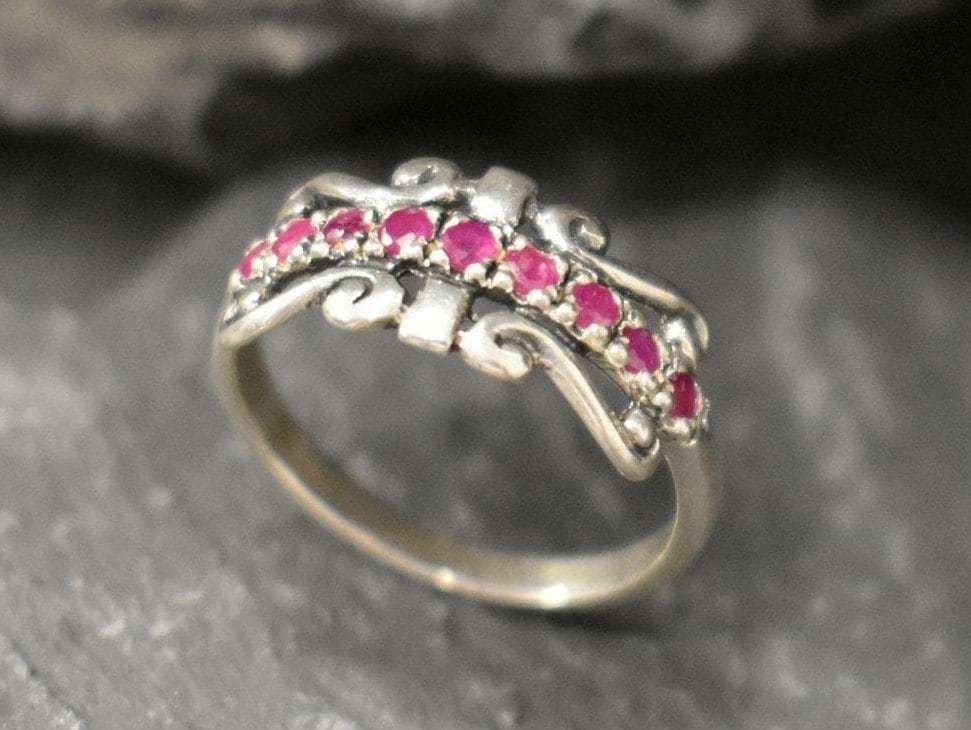 Natural Ruby Ring made in 925 Sterling Silver with Round Natural Red Ruby in Pavé setting, July Birthstone gift idea, symbolizes nobility, purity, and passion, ideal for everyday wear and perfect for birthday gifting and special occasions.