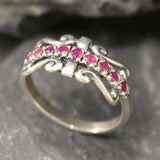 Natural Ruby Ring made in 925 Sterling Silver with Round Natural Red Ruby in Pavé setting, July Birthstone gift idea, symbolizes nobility, purity, and passion, ideal for everyday wear and perfect for birthday gifting and special occasions.