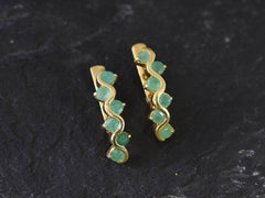 Natural Emerald Earrings made in 18k Gold Vermeil with Round Natural Green Emerald in Channel-Set setting, May Birthstone gift idea, symbolizes growth, harmony, and deep emotional healing, ideal for everyday wear and perfect for birthday gifting and special occasions.