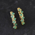 Natural Emerald Earrings made in 18k Gold Vermeil with Round Natural Green Emerald in Channel-Set setting, May Birthstone gift idea, symbolizes growth, harmony, and deep emotional healing, ideal for everyday wear and perfect for birthday gifting and special occasions.