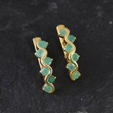 Natural Emerald Earrings made in 18k Gold Vermeil with Round Natural Green Emerald in Channel-Set setting, May Birthstone gift idea, symbolizes growth, harmony, and deep emotional healing, ideal for everyday wear and perfect for birthday gifting and special occasions.