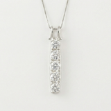 Vertical Diamond Pendant - Diamond Drop Necklace - Silver Layering Necklace