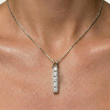 Vertical Diamond Pendant - Diamond Drop Necklace - Silver Layering Necklace