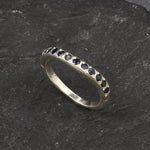 Genuine Sapphire Ring - Blue Eternity Ring - Dainty Vintage Ring made in 925 Sterling Silver. Ideal for everyday wear and perfect for birthday gifting and special occasions.