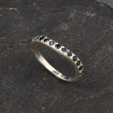 Genuine Sapphire Ring - Blue Eternity Ring - Dainty Vintage Ring made in 925 Sterling Silver. Ideal for everyday wear and perfect for birthday gifting and special occasions.