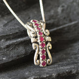Natural Ruby Pendant made in 925 Sterling Silver with Round Natural Red Ruby in Pavé setting, July Birthstone gift idea, symbolizes nobility, purity, and passion, ideal for everyday wear and perfect for birthday gifting and special occasions.