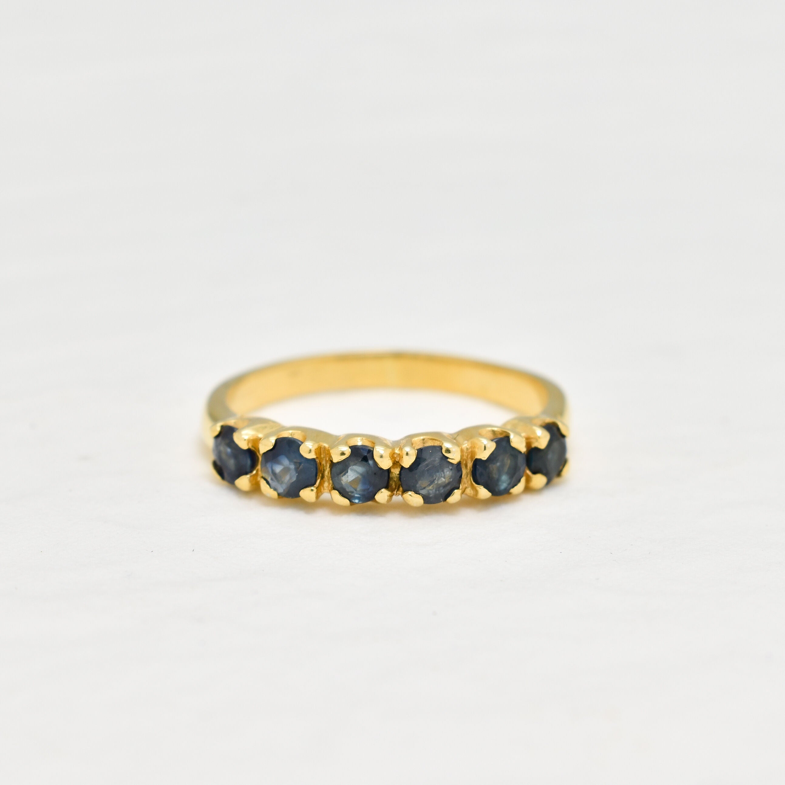 Gold Sapphire Band, Sapphire Ring, Natural Sapphire, September Ring, Gold Eternity Ring, 18K Gold Band, Stackable Ring, Gold Plated Ring