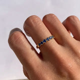 18k Gold Vermeil Natural Sapphire Ring featuring a round blue sapphire in a channel-set design, perfect for birthdays and special occasions.
