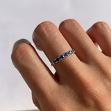 Natural Blue Sapphire Ring in 925 Sterling Silver, Channel-Set, symbolizes sincerity and faithfulness, perfect for gifts.