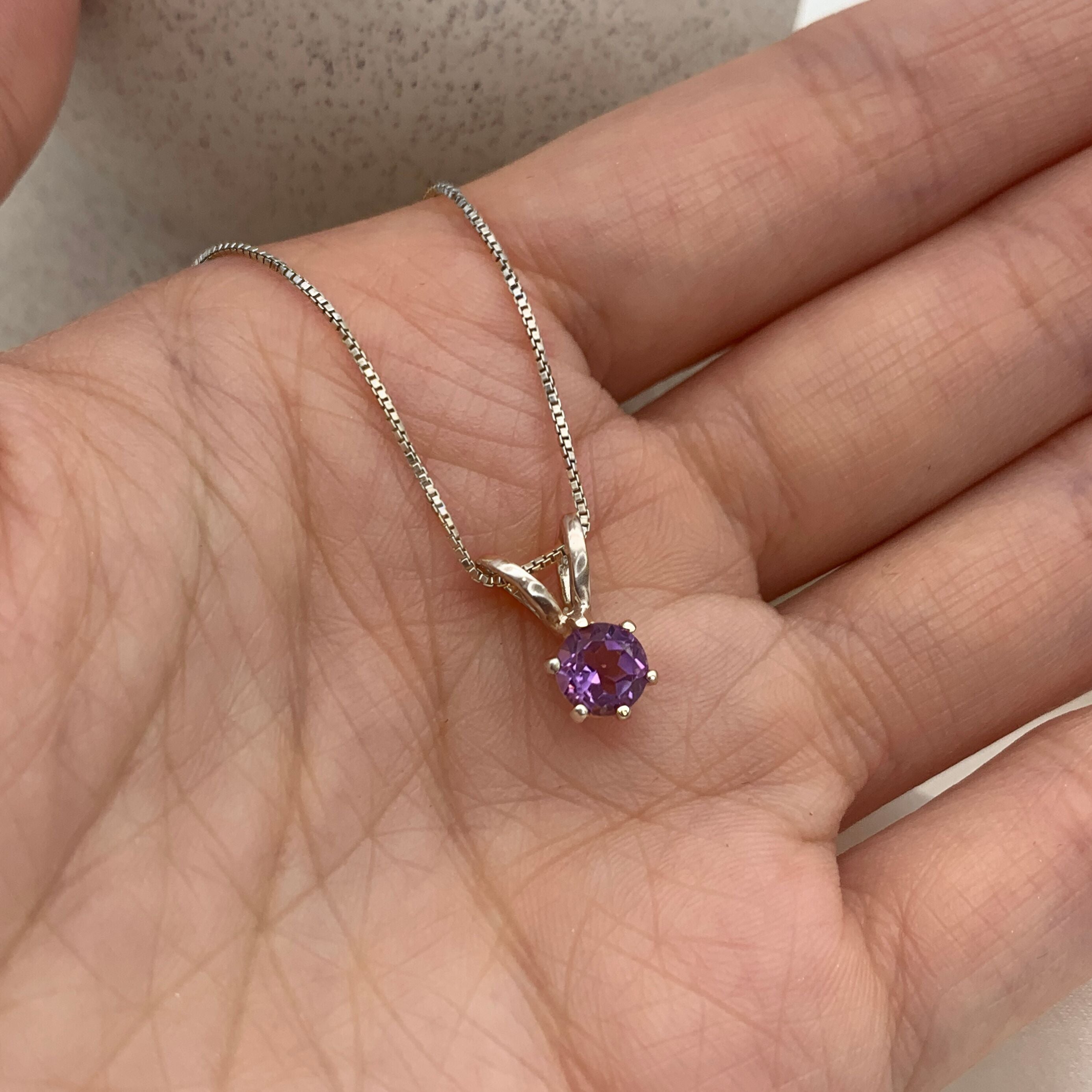 Amethyst Pendant, Natural Amethyst, February Birthstone, Solitaire Pendant, Purple Pendant, Dainty Pendant, Minimalist Pendant, 925 Silver