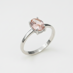 Charming Pink Oval Morganite Solitaire Ring set in 925 Sterling Silver, a beautiful choice for birthdays and special moments.