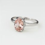 Stunning Oval Morganite Solitaire Ring crafted in 925 Sterling Silver, ideal for gifts and everyday elegance.