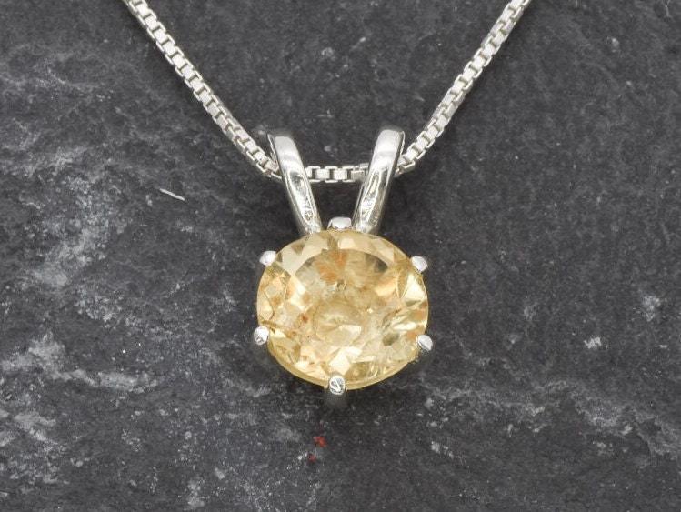 Citrine Pendant, Natural Citrine, November Birthstone, Round Citrine Pendant, Solitaire Pendant, Yellow Diamond Pendant, Dainty Pendant
