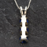 Trilogy Sapphire Pendant - Blue Drop Necklace - Three Stone Sapphire Pendant