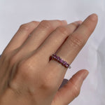 Dainty Pink Tourmaline Eternity Band Ring in 925 Sterling Silver - Perfect for daily wear and special occasions.