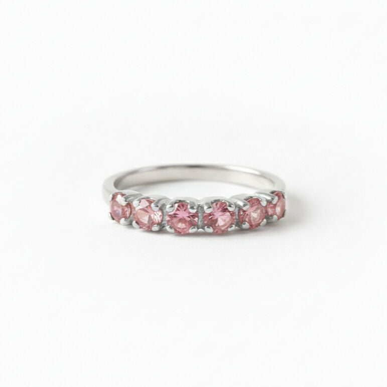 Elegant Pink Tourmaline Eternity Band in 925 Sterling Silver - A charming gift for birthdays and memorable moments.