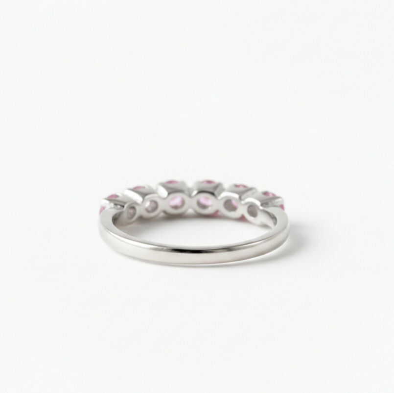 Beautiful Pink Tourmaline Eternity Band Ring in 925 Sterling Silver - A delightful addition to any jewelry collection.