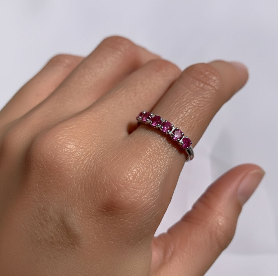 Elegant Pink Tourmaline Eternity Band in 925 Sterling Silver, ideal gift for birthdays and memorable moments.