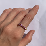 Half Eternity Gold Band - Pink Tourmaline Ring - Natural Tourmaline Ring