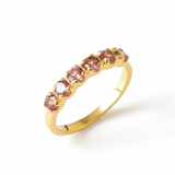Half Eternity Gold Band - Pink Tourmaline Ring - Natural Tourmaline Ring