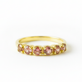 Half Eternity Gold Band - Pink Tourmaline Ring - Natural Tourmaline Ring