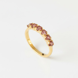 Half Eternity Gold Band - Pink Tourmaline Ring - Natural Tourmaline Ring