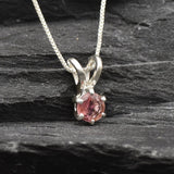 Pink Tourmaline Pendant - Dainty Pink Necklace - October Birthstone Pendant