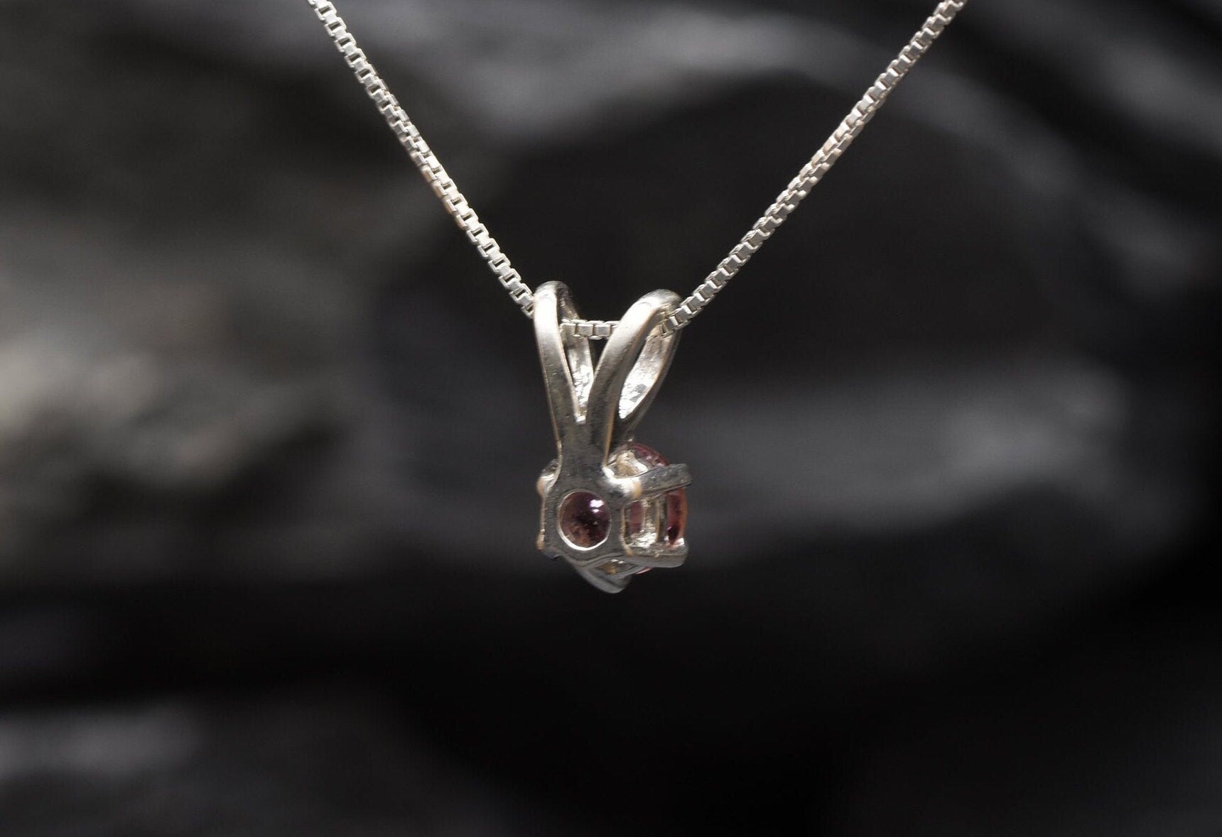 Pink Tourmaline Pendant, Natural Tourmaline, Stud Diamond Necklace, Dainty Pendant, Pink Necklace, October Birthstone, Solid Silver Pendant