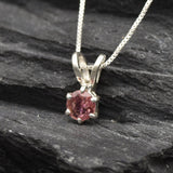 Pink Tourmaline Pendant - Dainty Pink Necklace - October Birthstone Pendant