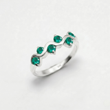 Created Emerald Ring made in 925 Sterling Silver with Round Created Green Emerald in Channel-Set setting, May Birthstone gift idea, symbolizes, ideal for everyday wear and perfect for birthday gifting and special occasions.
