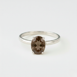 Chic Vintage Oval Ring featuring Smoky Topaz and Brown Diamonds in 925 Sterling Silver, ideal for gifting and everyday treasures.