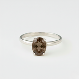 Chic Vintage Oval Ring featuring Smoky Topaz and Brown Diamonds in 925 Sterling Silver, ideal for gifting and everyday treasures.