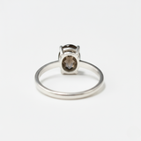 Unique Smoky Topaz and Brown Diamond Vintage Oval Ring crafted in 925 Sterling Silver, a lovely choice for everyday wear.