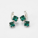 Created Emerald Earrings made in 925 Sterling Silver with Square Created Green Emerald in Two-Stone setting, May Birthstone gift idea, symbolizes, ideal for everyday wear and perfect for birthday gifting and special occasions.