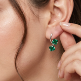 Emerald Earrings in 925 Sterling Silver featuring a stunning Square Created Green Emerald, perfect for May birthdays.
