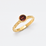 Garnet Ring - Red Boho Ring - Engraved Tribal Ring