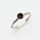 Gold Garnet Ring - Dainty Vintage Ring - Red Bezel Ring